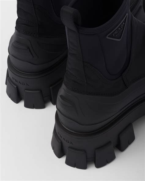 monolith leather and nylon fabric boots prada|prada monolith gabardine.